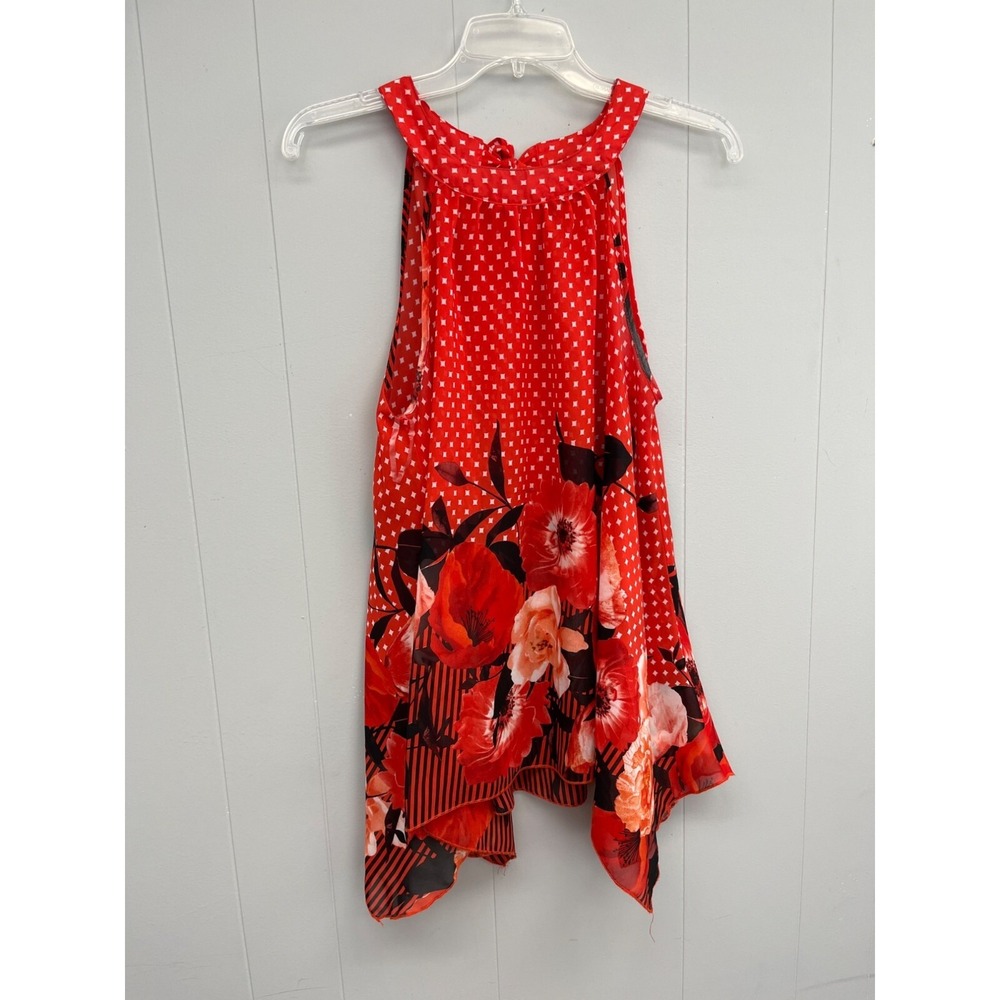 Unique Spectrum Womens Sleeveless Red Floral Dress Medium